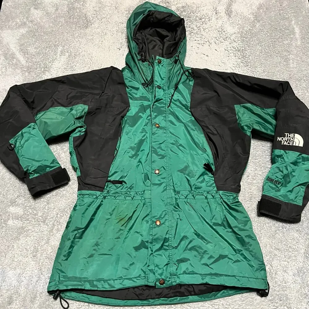Vintage 90s The North Face Jacket Mens Medium Dark Green Mountain Goretex Rain